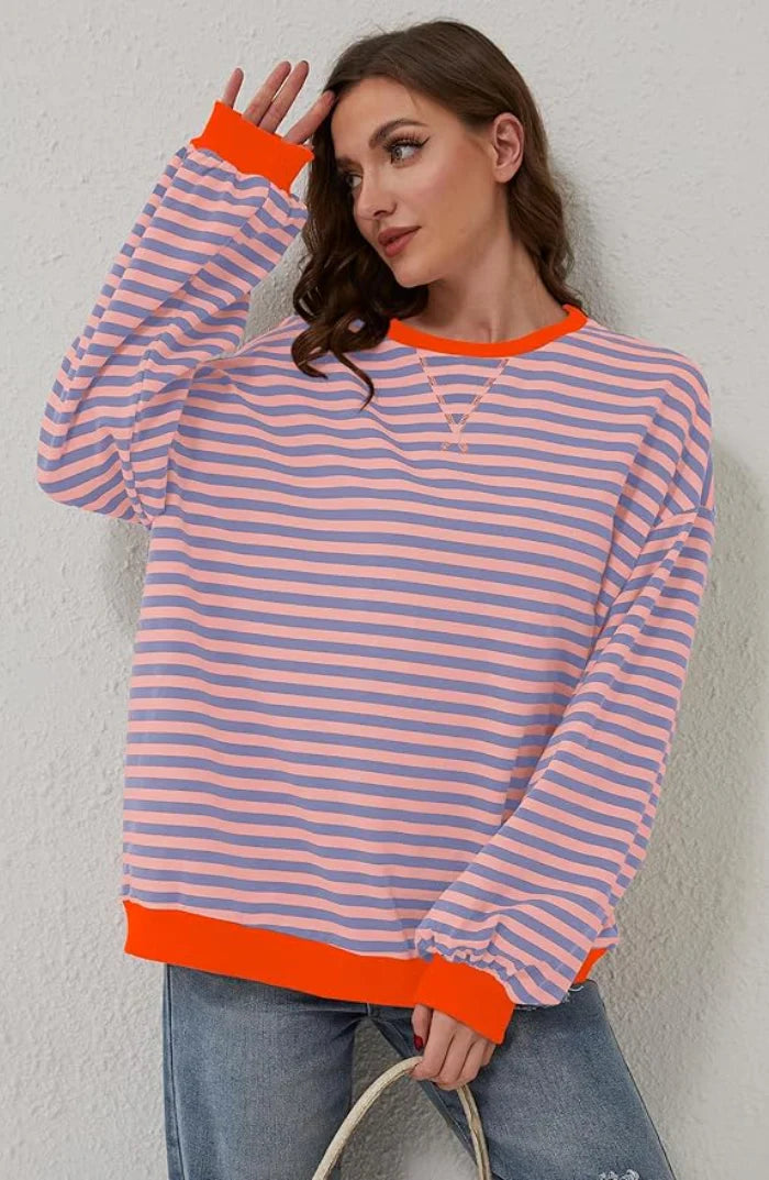 Pruhovaný oversize svetr pro ležérní eleganci